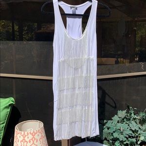 Venus White Body Con Fringe Dress